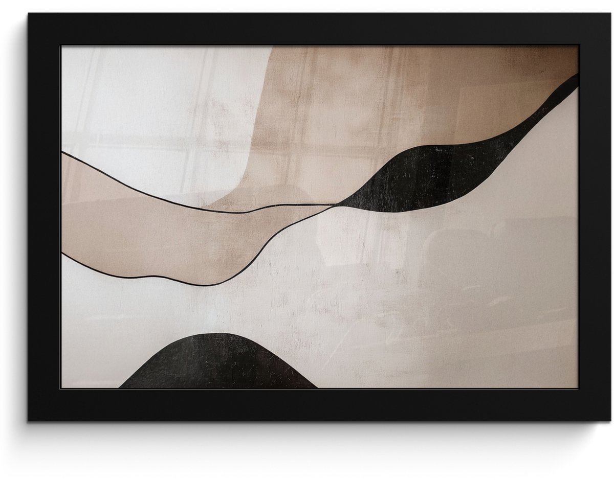 FrameYourWall Poster in lijst - Fotolijst 30x20 cm - Posters - Contourlijnen - Abstracte landschap - Posterlijst zwart - Decoratie - Wanddecoratie woonkamer - Muurdecoratie slaapkamer