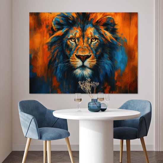 Affiche 120x90 cm - Tableau - Tête de lion - Oranje - Posters - Décoration chambre - Décoration murale salon - Décoration murale chambre