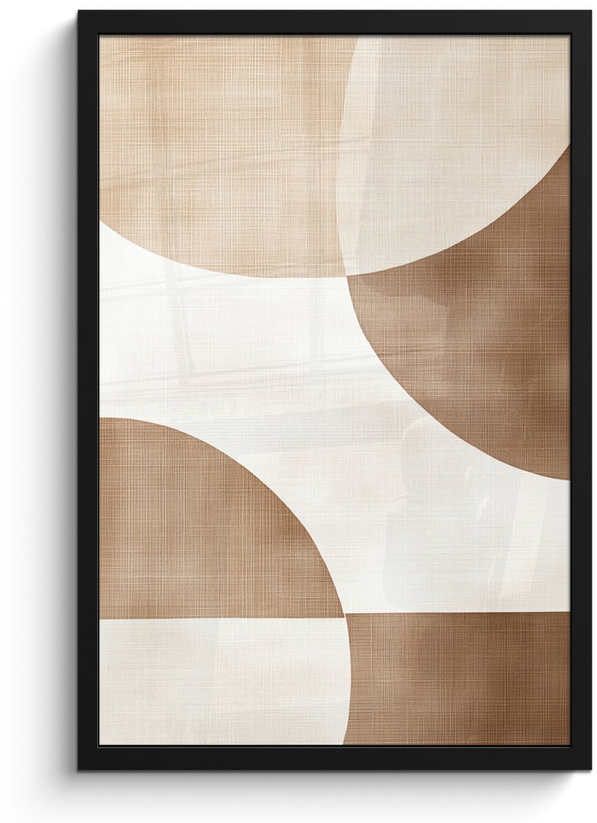 FrameYourWall Poster in lijst - Fotolijst 40x60 cm - Posters - Snijdende cirkels - Overlappende vlakken - Posterlijst zwart - Decoratie - Wanddecoratie woonkamer - Muurdecoratie slaapkamer