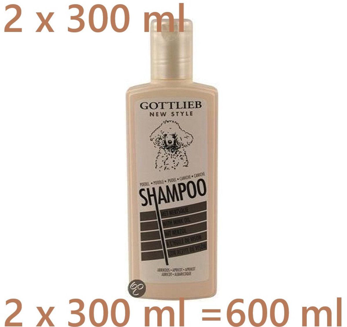 ** 2 x ** gottlieb poedel shampoo abricot - hondenshampoo 300 ml met macadamia olie - = 600 ml -