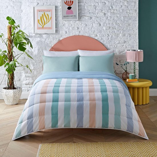 Fusion - Clifton - Dekbedovertrek Set - Tweepersoonsbed Maat in Teal