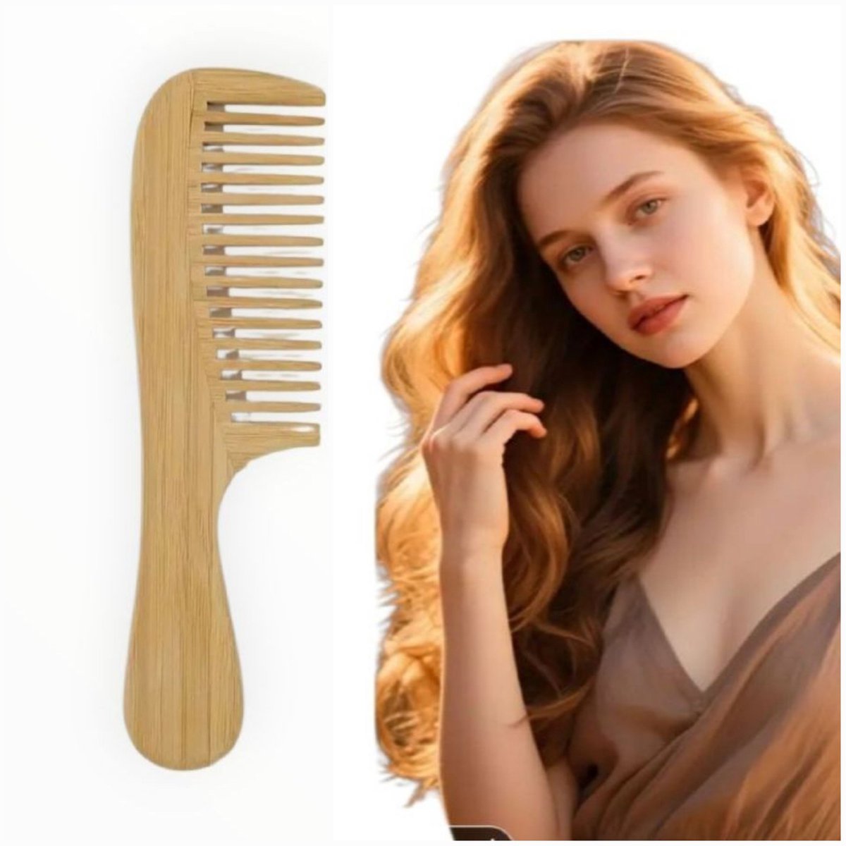 Professionele Bamboe Kam – Houten Grove Antistatische Kam – Voor Mannen & Vrouwen – Duurzaam & Reisvriendelijk | Frazimashop