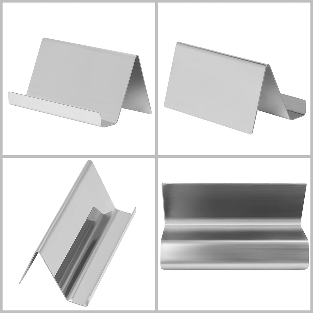 Famanu - Metalen Roestvrij Stalen Bedrijfskaartjes Houder (2 Pak) – Houdt tot 30 Kaartjes – Goudgekleurd Desktop Display Standaard – Kaart Organiser voor Bureau, Naamkaartjes en Balies