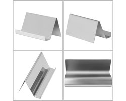 Famanu - Metalen Roestvrij Stalen Bedrijfskaartjes Houder (2 Pak) – Houdt tot 30 Kaartjes – Goudgekleurd Desktop Display Standaard – Kaart Organiser voor Bureau, Naamkaartjes en Balies