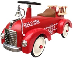 Bandits & Angels Metalen Loopauto Oldtimer Brandweerwagen vanaf 1 Jaar voor Jongens en Meisjes - Loop Auto voor Kinderen Rood Brandweerwagen - voor Binnen en Buiten