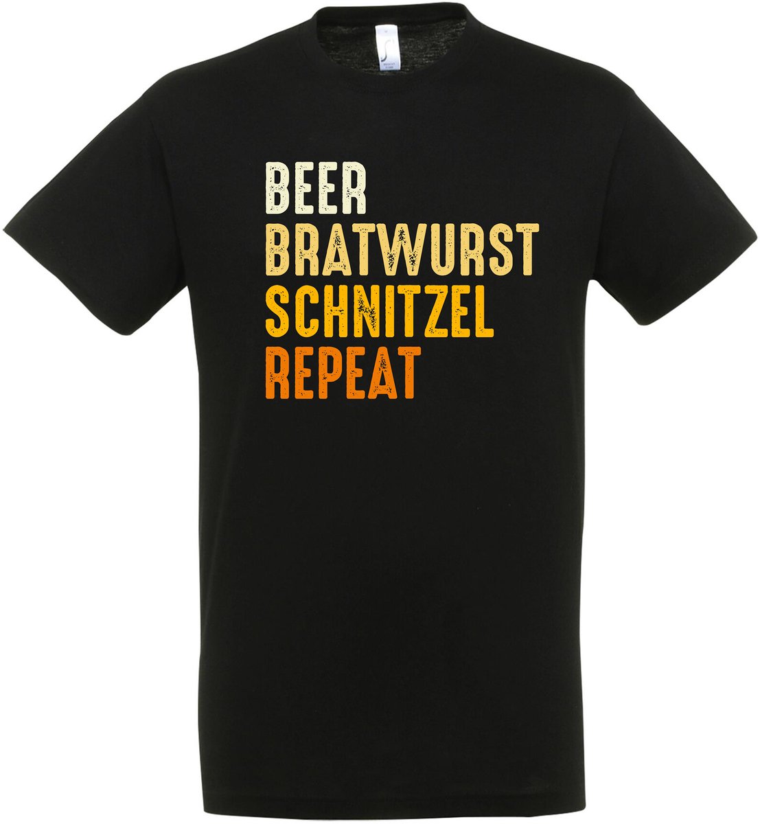 Beer Bratwurst Schnitzel Repeat T-shirt - Heren Dames Unisex - Oktoberfest outfit - Oktoberfest T-shirt - Bier - Oktoberfest Kleding - Lederhosen - T-shirt - Bierfeest - Bratwurst - Oktoberfest 2026 - Maat XXL