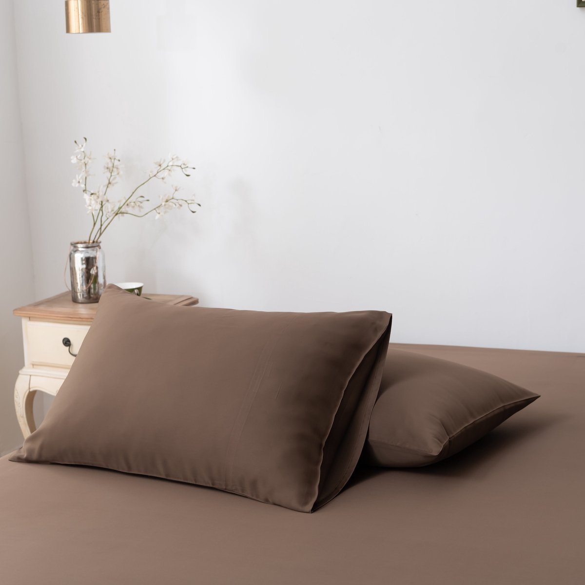Bamboe kussenslopen Coffee Brown donkerbruin 40x80 cm – Set van 2, zacht, ademend & duurzaam | Boomba Bamboo®