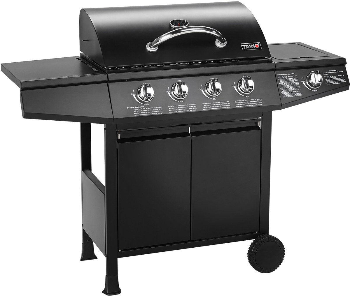 Taino Basic 4+1 gasbarbecue - roestvrijstalen branders zijbrander TÜV barbecue