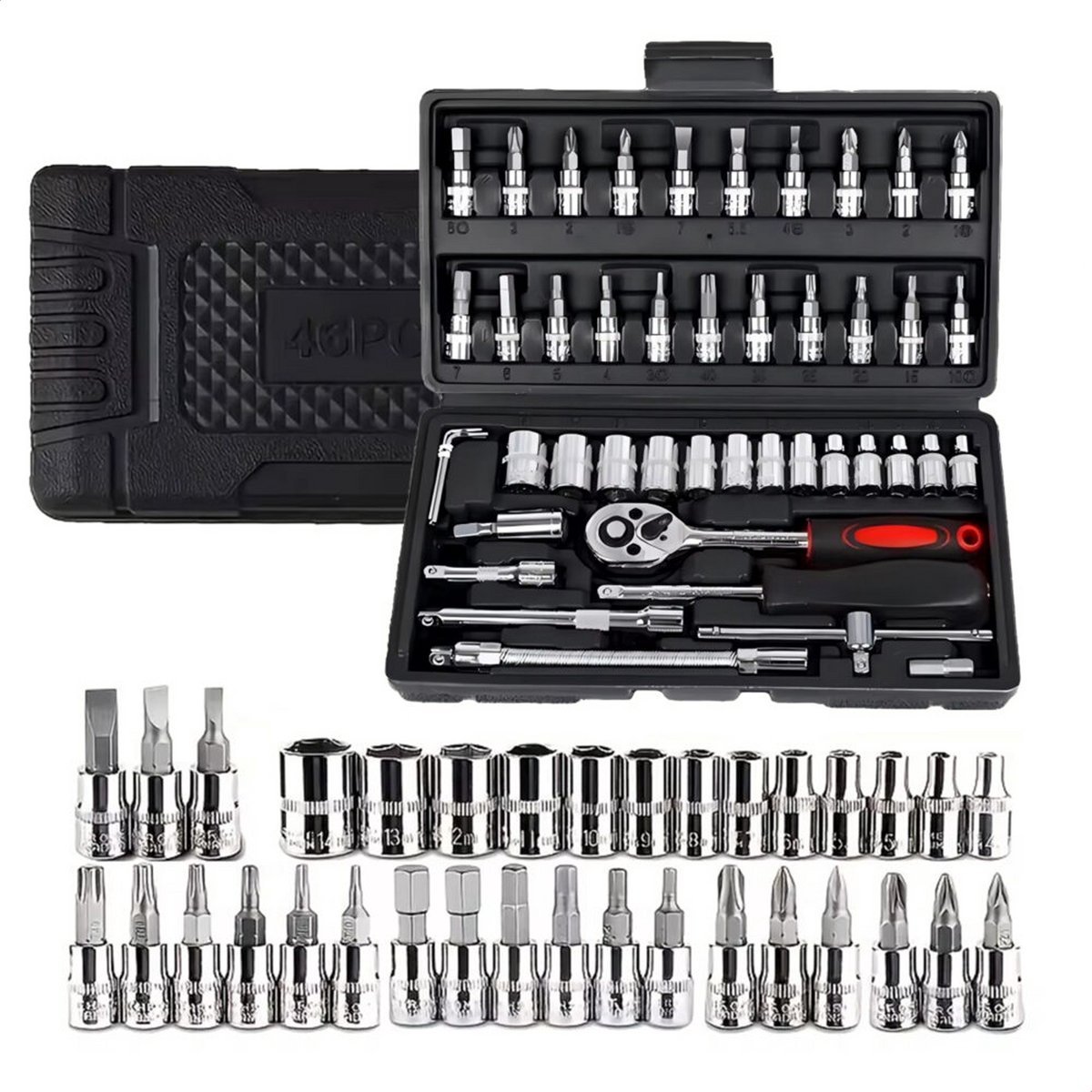 Golermo Professionele Dopsleutelset – 46-Delig – Compleet Gereedschap voor Iedere Klus!