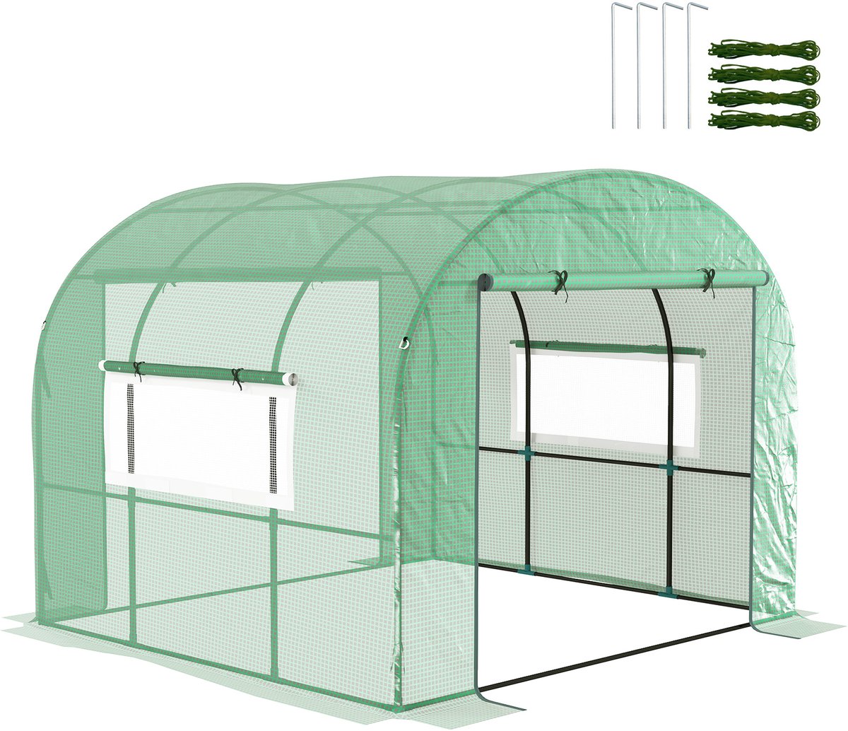 Outsunny-Tunnelkas-300x300x200cm-PE-Groen