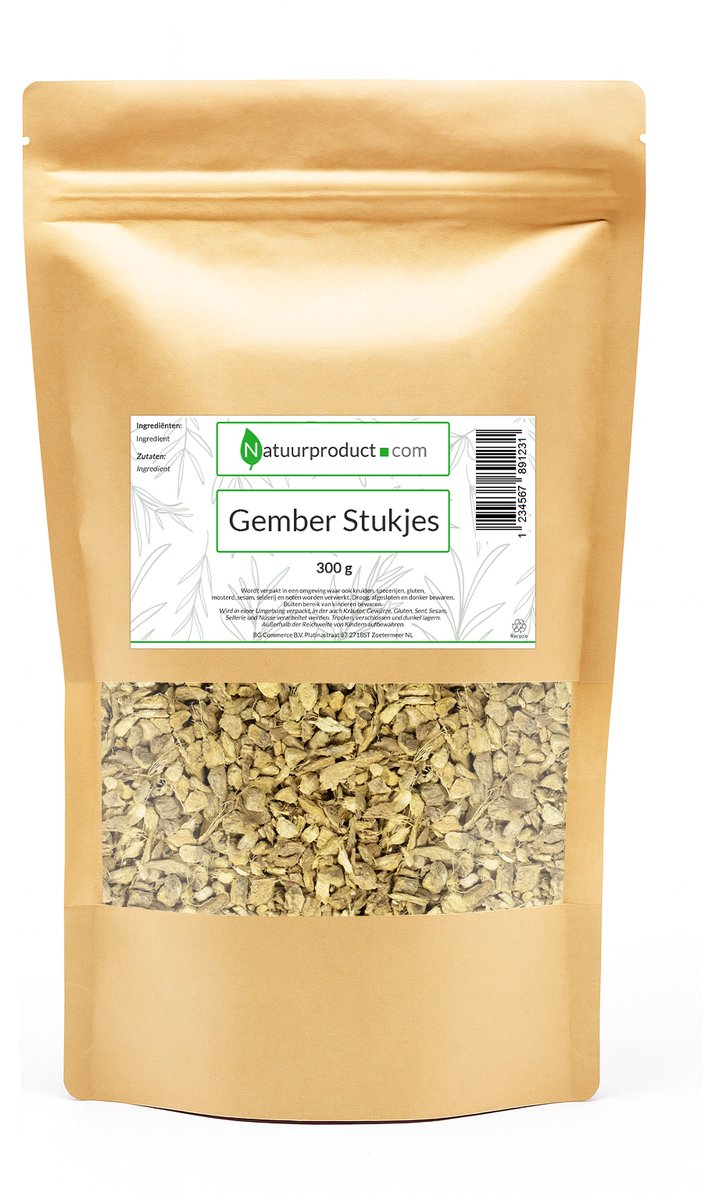 Natuurproduct.com Gember stukjes gedroogd - pittige gemberthee - 300 gram