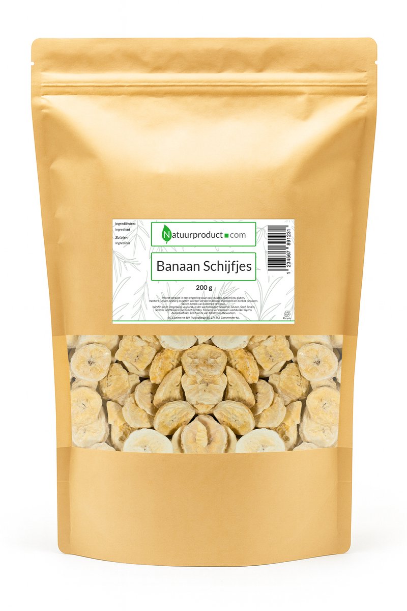 Gevriesdroogde Banaan Schijfjes - 200 gram - Gezonde Bananenchips Zonder Suiker - Natuurproduct - 100% Puur Fruit - Knapperige Snack & Topping
