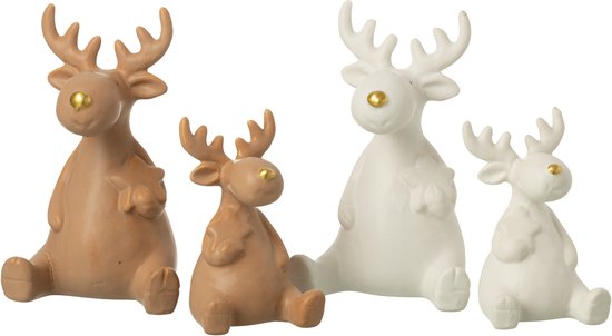 J-Line Figurine De Noël Ivory Dreams – Décoration Sapin Élégante Blanc Naturel Bois Mangue