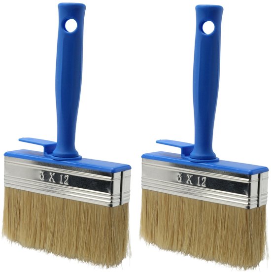 FX Tools Blokkwast van 12 x 3 cm - 2x - schilderen - verfspullen - dikke kwasten - kunststof - syntetische haren