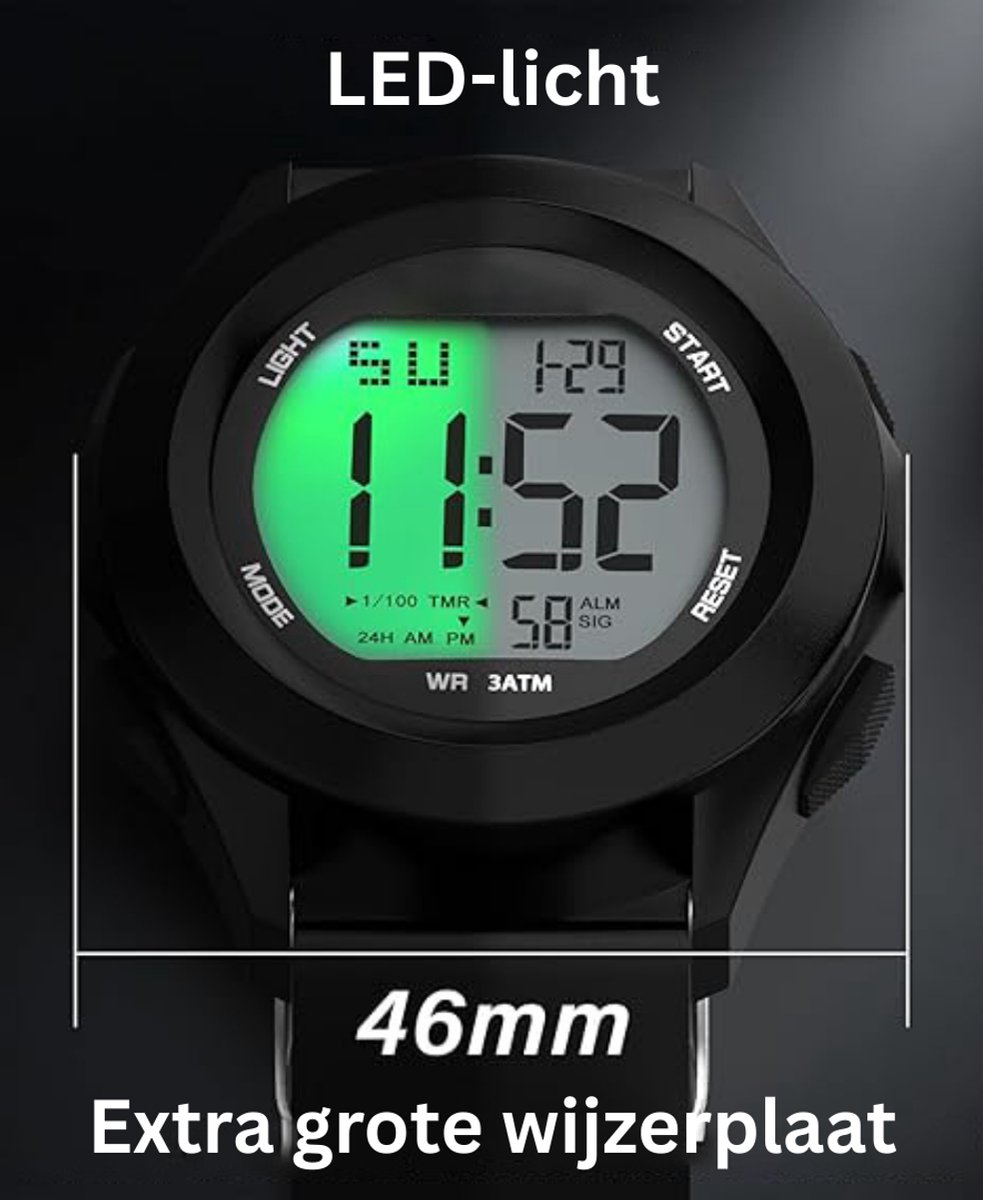 Afbeelding 2 van Sporthorloge Stijlvol Smartwatch Waterdicht Zwart