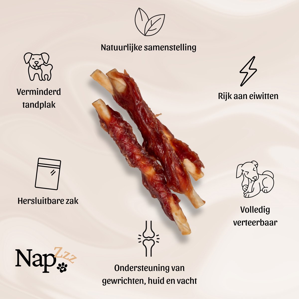 NapZZZ Hondensnack - Collageen Bar met Eend - 1x400g