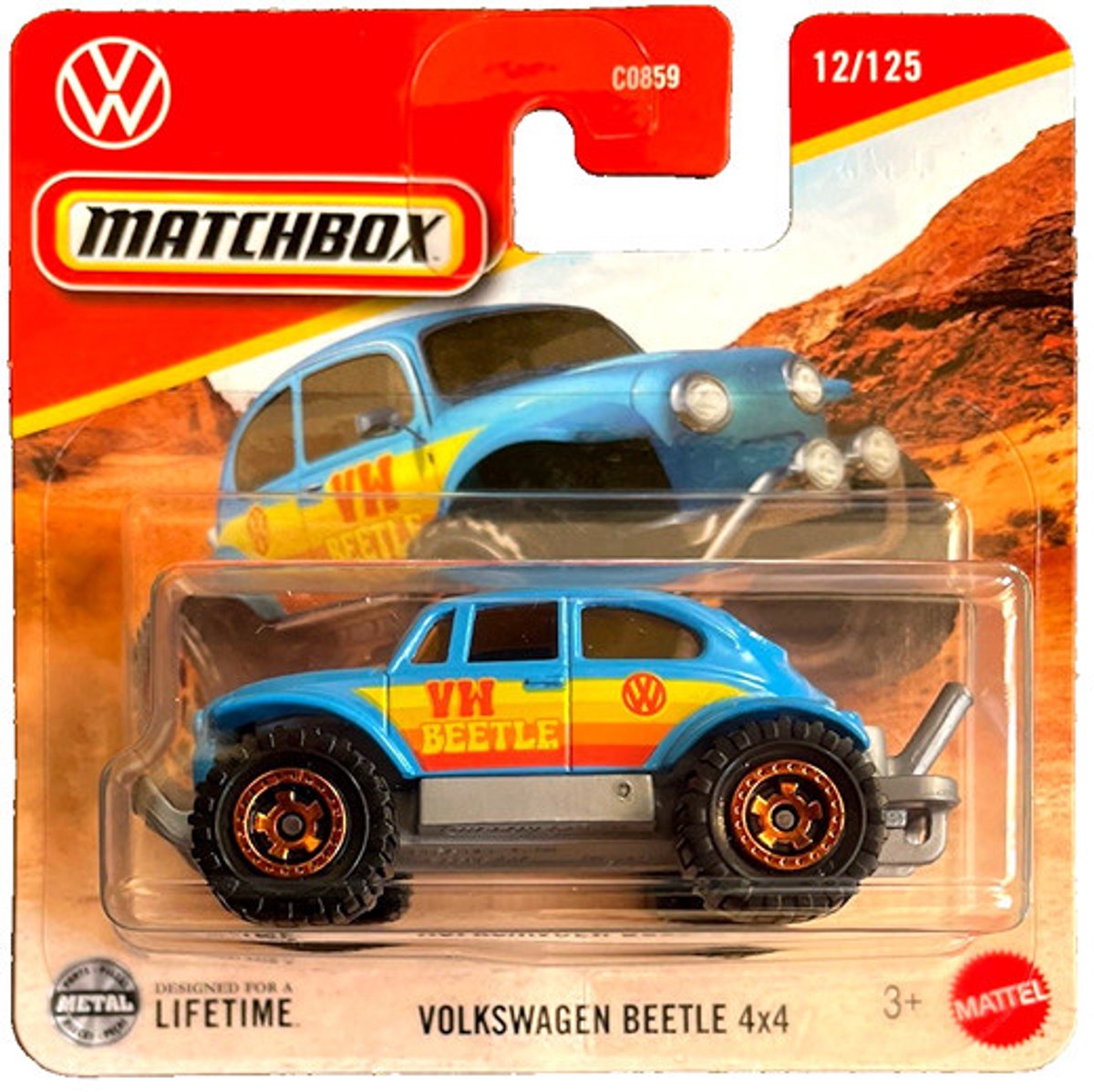 MATCHBOX VOLKSWAGEN BEETLE 4x4L KEVER HARDTOP 121/125 (1:57) MIAMI BLUE SHORT CARD