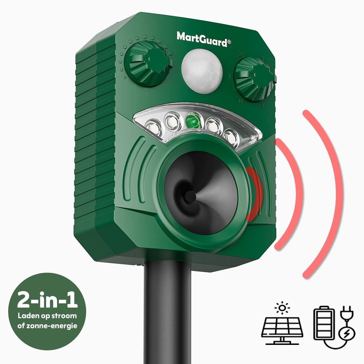 Bol.com MartGuard® Ongedierte Verjager Outdoor - Marterverjager - Kattenverjager - Dierenverjager - Met Bewegingssensor - Op Zon... aanbieding