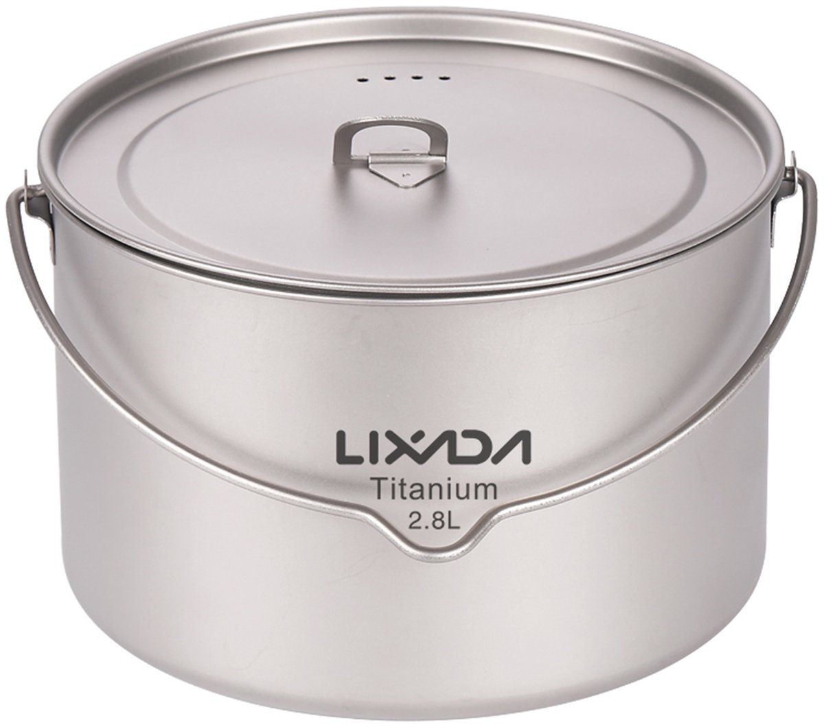 2.8L Titanium Kookpot Ultralicht 302g – Camping & Backpacking Hangpot – Cookpot met Deksel & Ophanghandgreep 2-4 Pers