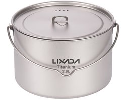 2.8L Titanium Pan Kampeerpot – Campingpannen - Ultralichte Hangpan met Deksel – Camping, Wandelen, Backpacken, Outdoor Kookpot
