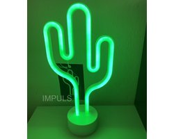 LED Cactus met neonlicht - groen neon licht - hoogte 29.5 x 14.5 x 8.5 cm - Tafellamp - Nachtlamp - Decoratieve verlichting - Woonaccessoires