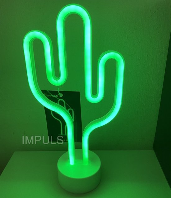 LED Cactus met neonlicht - groen neon licht - hoogte 29.5 x 14.5 x 8.5 cm - Tafellamp - Nachtlamp - Decoratieve verlichting - Woonaccessoires