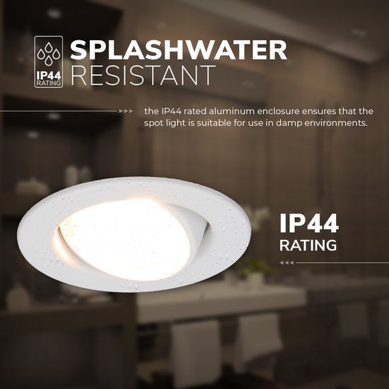 6x HOFTRONIC Malta - Dim to warm inbouwspot - LED - Rond zaagmaat 60-67mm - Zwart - Dimbaar - Kantelbaar - 5 Watt - 480 lumen - 230V - 1800-2700K - Plafondspots - Inbouwspot voor badkamer en buiten - 5 jaar garantie