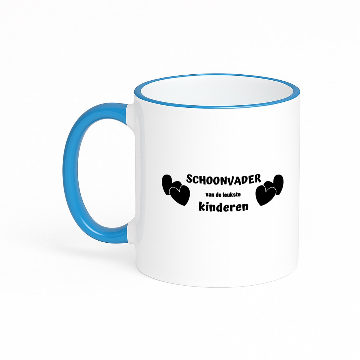 Hacebo® - schoonvader van de leukste kinderen koffiebeker met gekleurde rand blauw - Vader - de leukste schoonvader - thee mok - koffie beker - vader cadeautjes - vaderdag - verjaardag - geschenk - kado - koffiemok - 330 ML