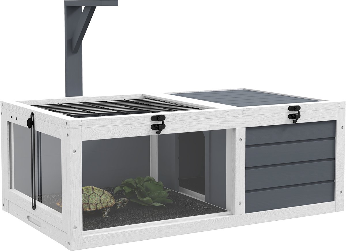PawHut-Schildpaddenhuis-81x48x31.5cm-Sparrenhout-Grijs
