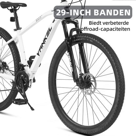 Fiets Mountainbike VANKEL 29 inch - Hardtail mountainbikes - Shimano 21 versnellingen - Shimano Derailleur met dubbele schijfremmen - Geschikt voor lengtes vanaf 160 cm - voor dames en heren - Wit van Fiets. — afbeelding 3