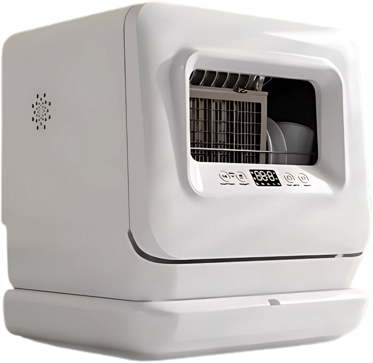Mini Vaatwasser - Afwasmachine - Met bestekmand - Voor Kleine Keukens of Appartementen - Draagbaar met Digitaal Display & 5 Programma’s - 360° Sproeiarmen & Laag Waterverbruik