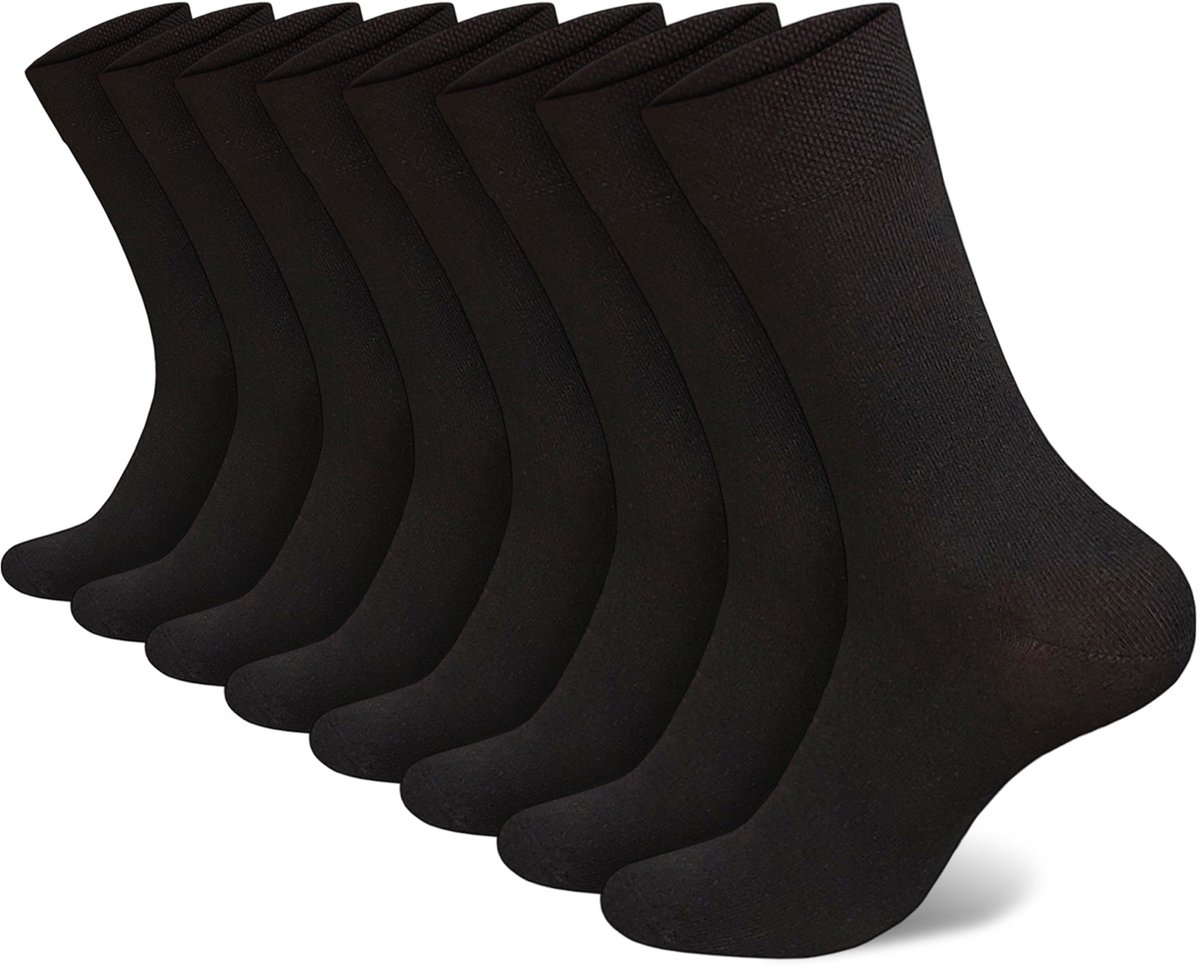 Calzera Premium Bamboo Sokken - Bamboe Sokken - Multipack 8 Paar - Duurzaam - Superzacht, Ademend & Naadloos - Ultiem Comfort - Dames & Heren - Zwart - Maat 35-38