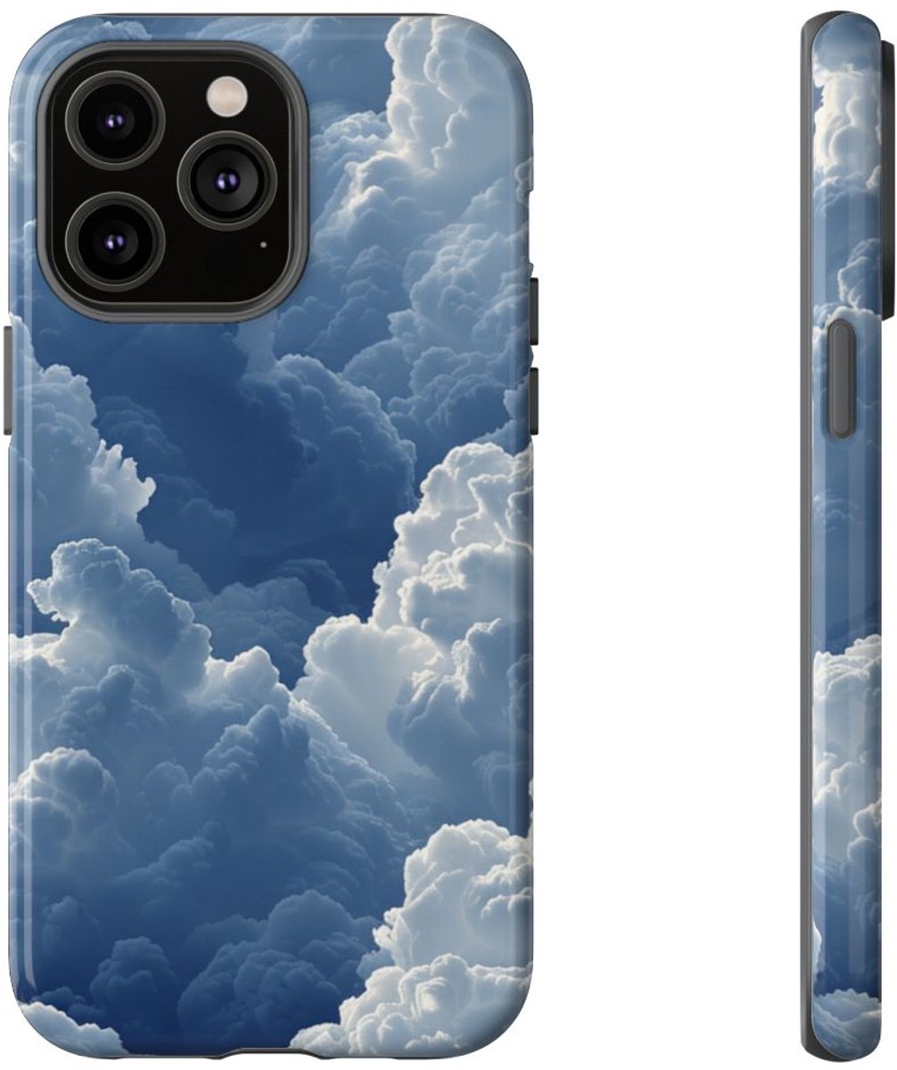 3D Blauw Wolkenpatroon – Telefoonhoesje Geschikt voor iPhone 14 Pro Max