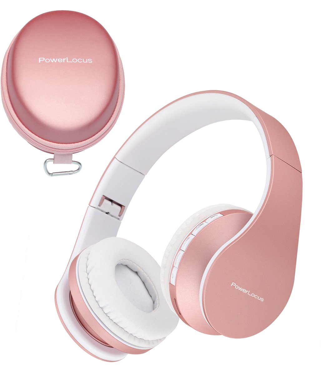 PowerLocus P1 draadloze Over-Ear Koptelefoon Inklapbaar - Bluetooth - Met microfoon – Rose Gold