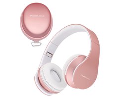 PowerLocus P1 Bluetooth Koptelefoon – Draadloos – Over Ear – Met Microfoon – Inklapbaar - incl. Hoes – Rose Gold
