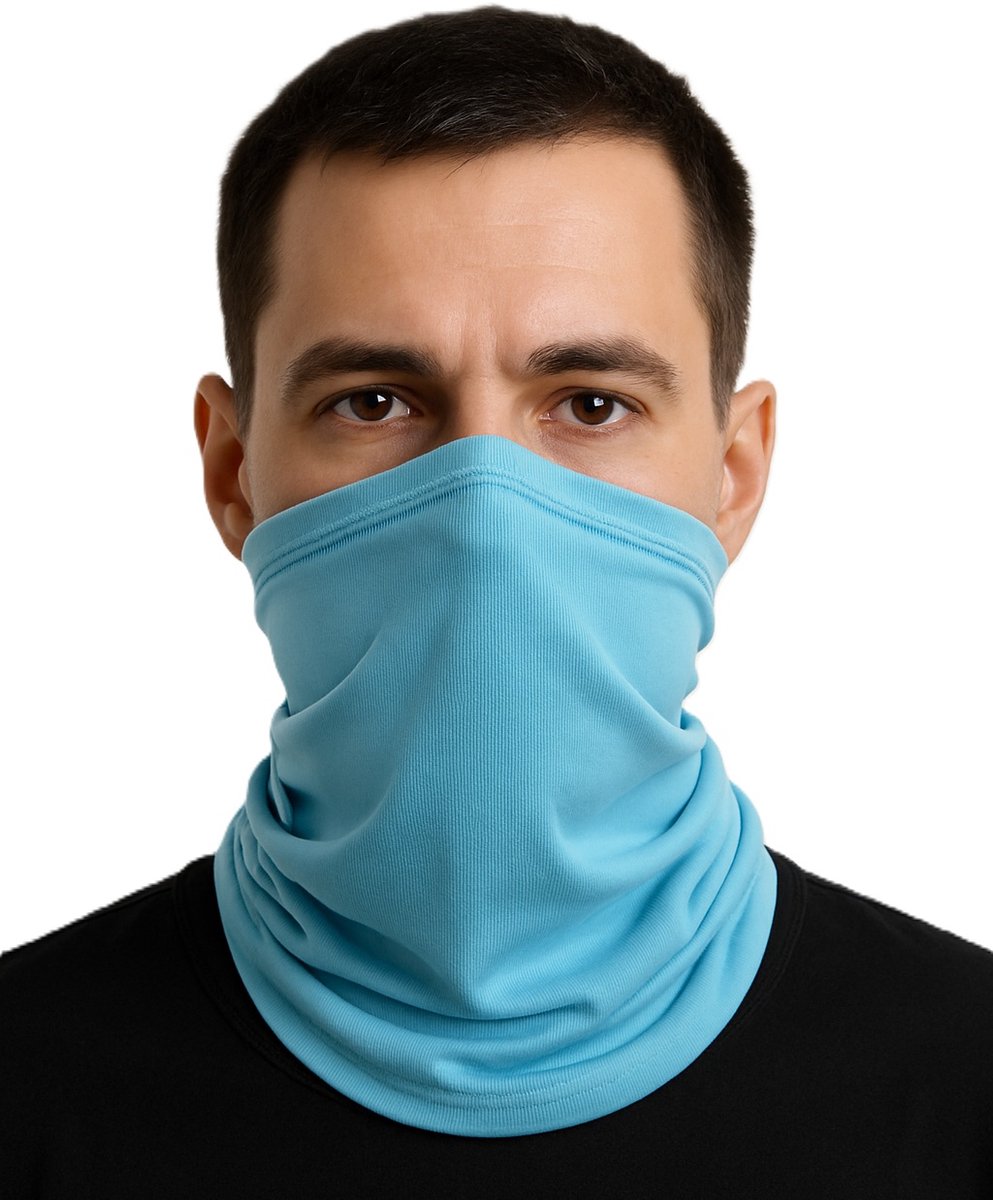 Multiuse Bandana En Col Sjaal in 1 I Hoofdband I Nekwarmer I Gezichtsmasker I Motormuts I Skiën I Snowboarden I Motorrijden I Sky Blauw