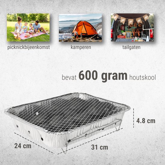Wegwerpbarbecue 12 stuks - Instant BBQ met 600g Houtskool - Gebruiksklaar voor Camping, Park en Strand van Premo — afbeelding 2
