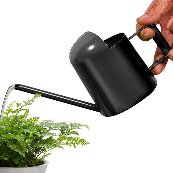 Moderne gieter van roestvrij staal, 900 ml, met lange mond, geborsteld, voor de tuin, voor huis, tuinplanten