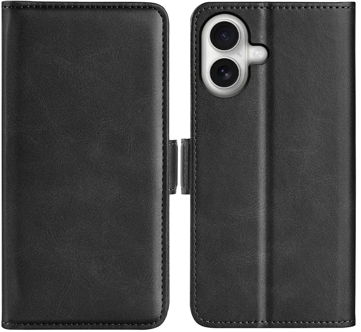 MobyDefend Hoesje - Geschikt voor iPhone 17 - Luxe Wallet Book Case (Sluiting Zijkant) - Zwart