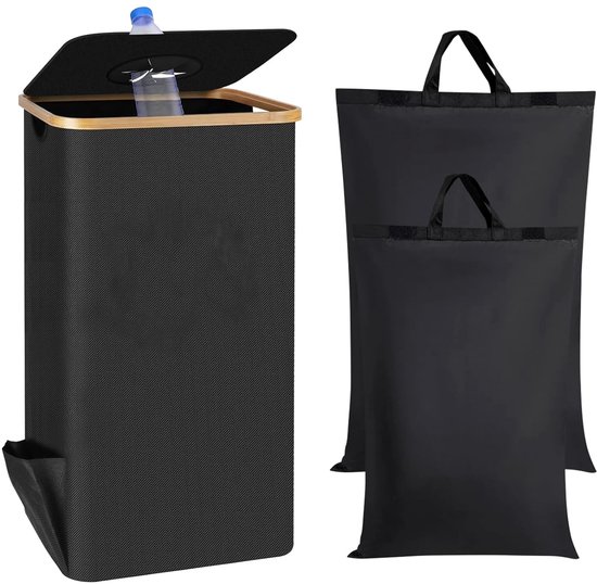 Afvalcontainer 140 liter grijs met blauw deksel