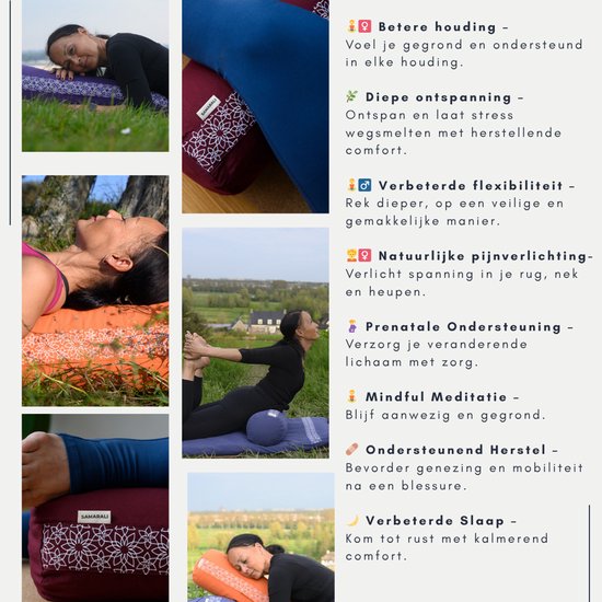 Samarali Yoga Bolster - 100% katoen - 20x60 cm - 3.5KG - 2 covers (buiten & binnen) - GOTS gecertificeerd van Samarali — afbeelding 4