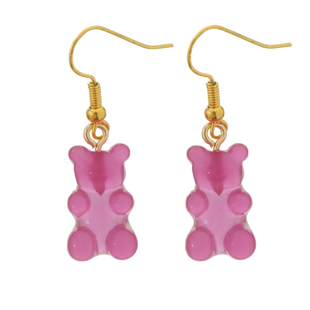 oorbellen gummybear goud donkerroze rvs