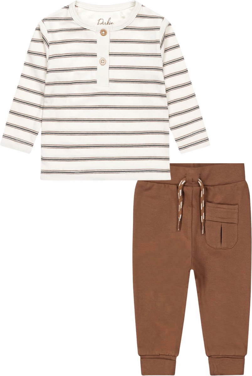 Dirkje Baby kledingset Shirt Streep Offwhite en Broek maat 68