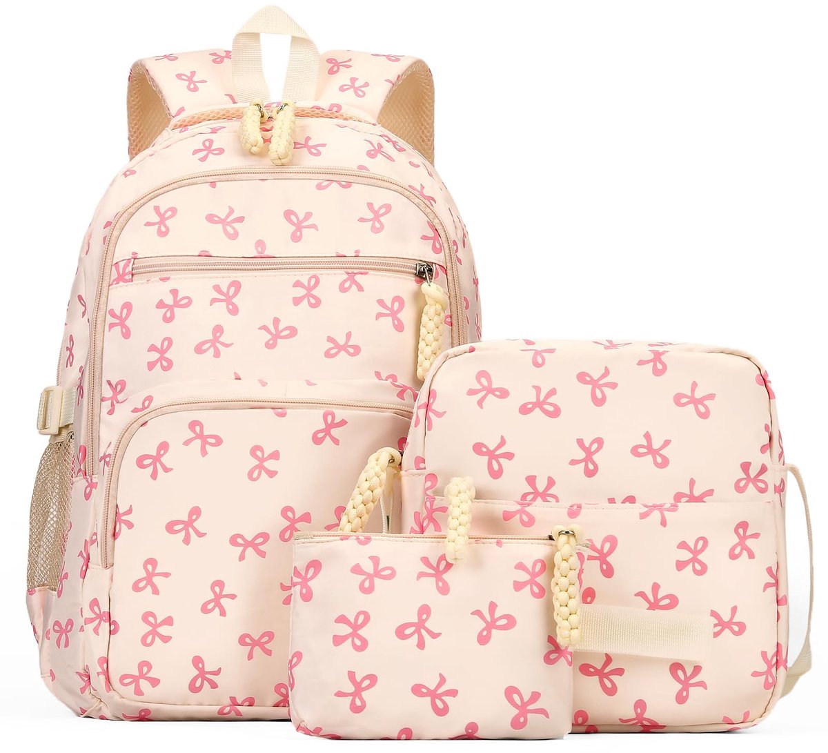 Ibenzoa® Drie-in-één schoolrugtassenset voor meisjes met vlinderpatroon en accessoires