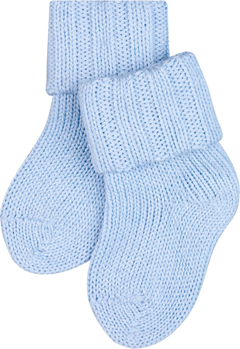 FALKE Flausch eenkleurig wol katoen sokken baby blauw - maat 80-92