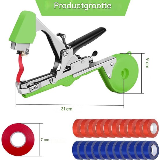 Dussdote Plantenbindmachine - Bindtang voor planten - Tape-apparaat - Wordt geleverd met spijkers en 20 rollen tape - Voor fruit, bomen en groenten van Dussdote — afbeelding 2