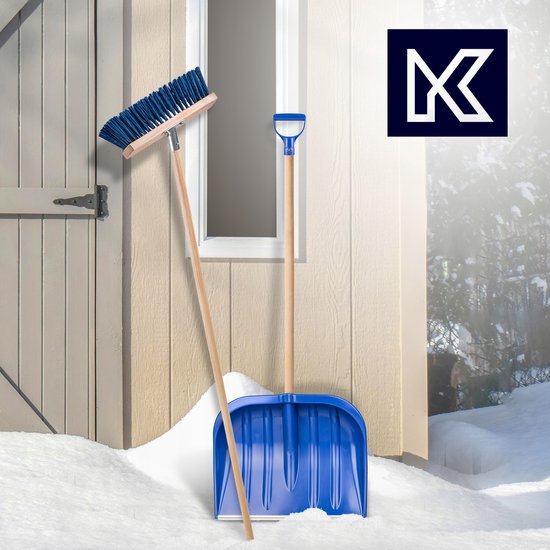KADAX Sneeuwruimingsset, sneeuwverwijderingsset met sneeuwschop, sneeuwschuiver en bezem met ergonomische steel, 2-delige sneeuwset voor het verwijderen van sneeuw (blauw) — afbeelding 5