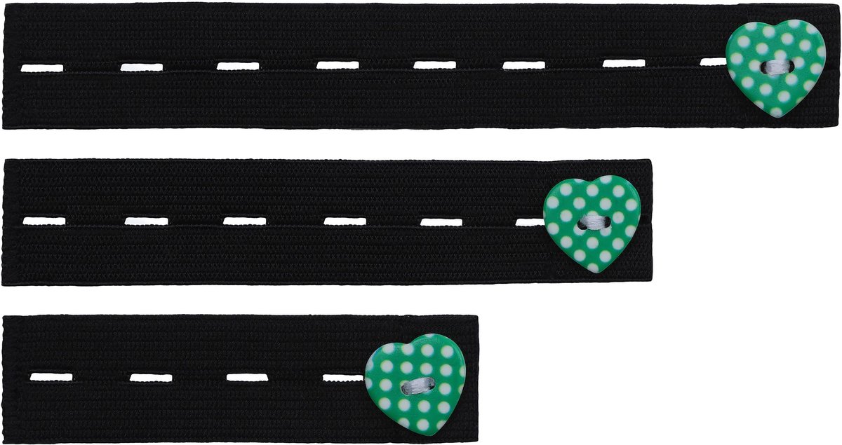 Be Mammy - Damesbroekverlenging Rubber – 3-Pack – Zwart/Groen - BE-BE20-126-BB-N