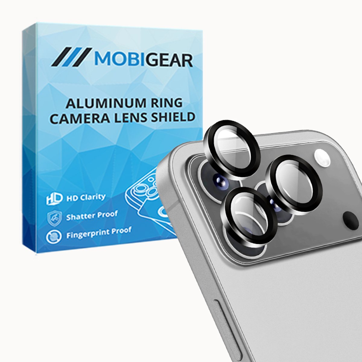 Mobigear Screenprotector geschikt voor Apple iPhone 17 Pro Max Glazen | Mobigear Single Lens Camera Lens Protector - Case Friendly - Sterrenlicht