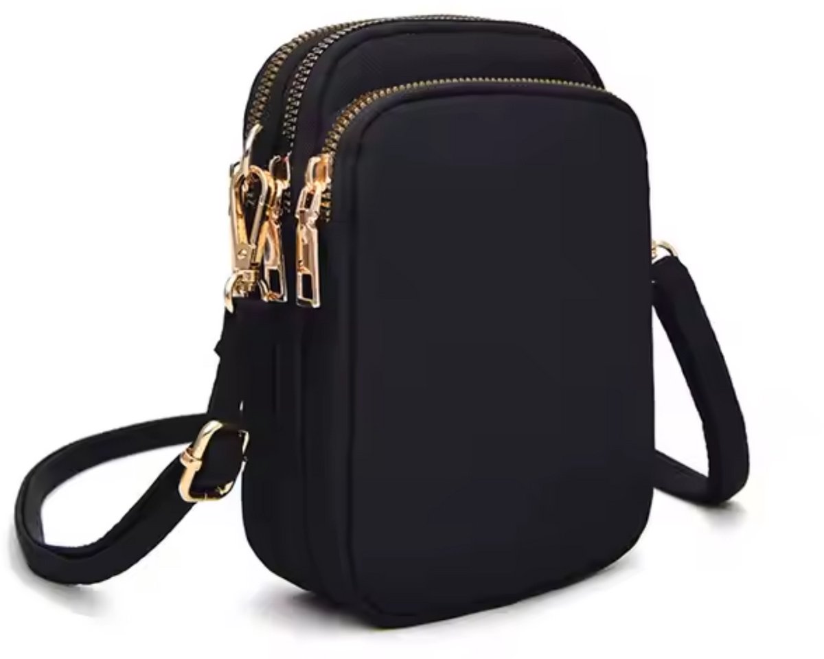 Luxamore Noir Classé – Zwart Telefoontasje Dames | Crossbody Schoudertas met 3 Ritsvakken